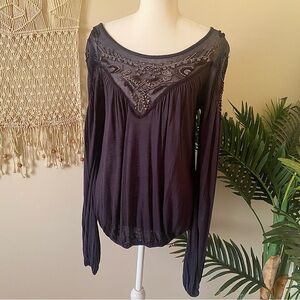 Free People Blue Sky Beaded Peasant Tunic – Size XS